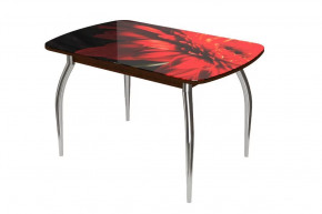 Стол овальный Бостон-2 Красная гербера/венге 1100*700 мм, хром триумф в Тюмени - mebel-tymen.ru | фото