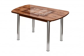 Стол овальный Бостон, фотопечать Капучино/венге/хром брифинг в Тюмени - mebel-tymen.ru | фото