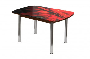 Стол овальный Бостон Красная гербера, 900*600 мм, фотопечать/венге/хром брифинг в Тюмени - mebel-tymen.ru | фото