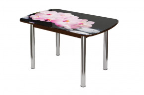 Стол овальный Бостон Розовая орхидея, 900*600 мм, фотопечать/венге/хром брифинг в Тюмени - mebel-tymen.ru | фото
