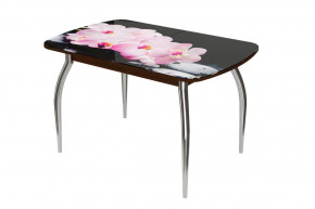 Стол овальный Бостон Розовая орхидея, 900*600 мм, фотопечать/венге/хром триумф в Тюмени - mebel-tymen.ru | фото