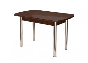 Стол овальный Бостон Шоколад, 900*600 мм, фотопечать/хром брифинг в Тюмени - mebel-tymen.ru | фото