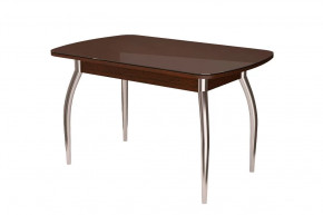 Стол овальный Бостон Шоколад, 900*600 мм, фотопечать/ хром триумф в Тюмени - mebel-tymen.ru | фото