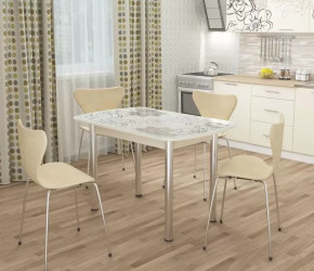 Стол овальный Бостон Ваниль, 900*600 мм, фотопечать/хром брифинг в Тюмени - mebel-tymen.ru | фото