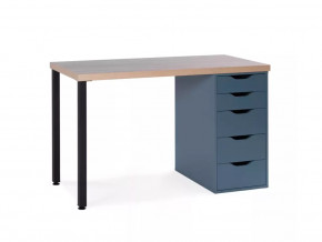 Стол письменный 120x75x55 S00432 Ингар 1/5Т дуб беленый/серо-бирюзовый/черный в Тюмени - mebel-tymen.ru | фото