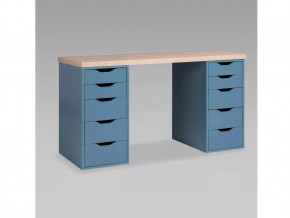 Стол письменный 140x75x55 Ингар 2/55 дуб беленый/серо-бирюзовый в Тюмени - mebel-tymen.ru | фото