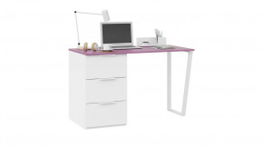 Стол письменный с тумбой универсальной «Порто» Белый, Фиолетовый в Тюмени - mebel-tymen.ru | фото