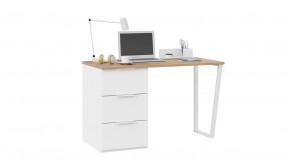 Стол письменный с тумбой универсальной «Порто» Белый Жемчуг, Яблоня Беллуно, Белый софт в Тюмени - mebel-tymen.ru | фото