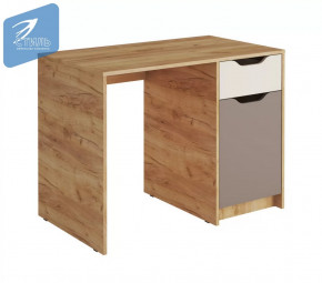 Стол письменный СП-001 "RICH" Корпус - Дуб Крафт золотой  Фасад ЛДСП - Миндаль / Глиняный серый в Тюмени - mebel-tymen.ru | фото