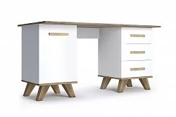 Стол письменный "Вега Скандинавия" Белый дуб Каньон/Белый глянец в Тюмени - mebel-tymen.ru | фото