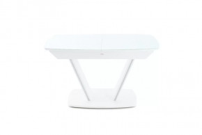 Стол раздв. ДРЕЗДЕН (1300/1615*800*763мм), стекло Белый опти/ЛДСП, МДФ Белый матовый шагрень в Тюмени - mebel-tymen.ru | фото