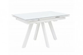 Стол раздв. НИЦЦА (1200/1800*800*760мм), стекло Белое OptiWhite/пленка Белый мат шагрень, Белый муар в Тюмени - mebel-tymen.ru | фото