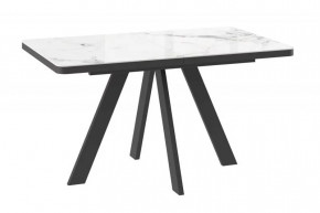 Стол раздвижной BOBY RADIAL-120 (1200(1600)*800*750мм), Керамика 07 CALAKATTA GREY GLOSS, мет Черный в Тюмени - mebel-tymen.ru | фото