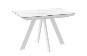 Стол раздвижной BOBY RADIAL-120 (1200(1600)*800*750мм), Керамика CALAKATTA ST CER, металл Белый в Тюмени - mebel-tymen.ru | фото