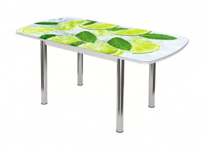 Стол раздвижной Бостон-3 ф/п Лайм, 1100*700 мм, белый/хром брифинг в Тюмени - mebel-tymen.ru | фото