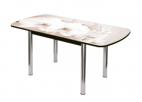 Стол раздвижной Бостон-3 ф/п Лунная орхидея, 1100*700 мм, венге/хром брифинг в Тюмени - mebel-tymen.ru | фото