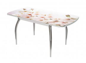 Стол раздвижной Бостон-3 ф/п Сакура, 1100*700 мм, белый/хром триумф в Тюмени - mebel-tymen.ru | фото