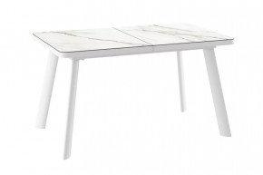 Стол раздвижной LEON LUX RADIAL-140 (1400(1800)*850*750мм), Керамика CALAKATTA GOLD/ЛДСП, металл Белый в Тюмени - mebel-tymen.ru | фото