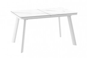 Стол раздвижной LEON LUX RADIAL-140 (1400(1800)*850*750мм), Керамика CALAKATTA ST CER/ЛДСП, металл Белый в Тюмени - mebel-tymen.ru | фото