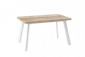 Стол раздвижной LEON LUX RADIAL-140 (1400(1800)*850мм), ЛДСП Дуб Каньон, металл Белый в Тюмени - mebel-tymen.ru | фото