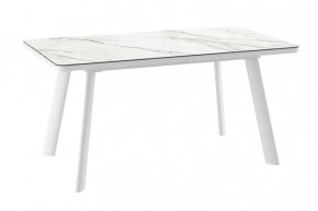 Стол раздвижной LEON LUX RADIAL-160 (1600(2000)*900*750мм), Керамика CALAKATTA GOLD/ЛДСП, металл Белый в Тюмени - mebel-tymen.ru | фото