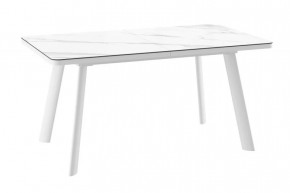 Стол раздвижной LEON LUX RADIAL-160 (1600(2000)*900*750мм), Керамика CALAKATTA ST CER/ЛДСП, металл Белый в Тюмени - mebel-tymen.ru | фото