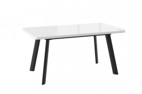Стол раздвижной LEON LUX RADIAL-160 (1600(2050)*900мм), Стекло/ЛДСП Белый ОПТИВАЙТ, металл Черный в Тюмени - mebel-tymen.ru | фото