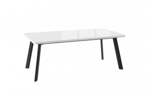 Стол раздвижной LEON LUX RADIAL-200 (2000(1050)*950мм), Стекло/ЛДСП Белый ОПТИВАЙТ, металл Черный в Тюмени - mebel-tymen.ru | фото