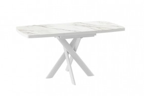 Стол раздвижной LEONEL-110 (1100(1450)*800*750мм), Керамика CALAKATTA GOLD ST CER, металл Белый в Тюмени - mebel-tymen.ru | фото