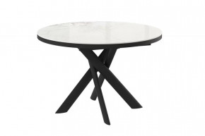 Стол раздвижной RONALDO-120, (d 1200(1600)мм), Керамика BRECHA GLOSS PREMIUM CER, металл Черный в Тюмени - mebel-tymen.ru | фото