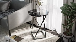 Стол со стеклянной поверхностью ДП 1-03-05 (журнальный) исп. 2 Черный/Стекло с рисунком мрамор черный в Тюмени - mebel-tymen.ru | фото