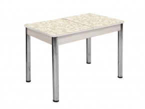 Стол Триумф раздвижной опоры круглые хром беленый дуб #455356675 в Тюмени - mebel-tymen.ru | фото