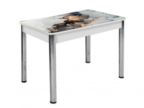 Стол Триумф раздвижной опоры круглые хром белый #1471082564 в Тюмени - mebel-tymen.ru | фото