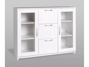 Тумба 2 двери со стеклом и 3 ящика Сириус 117х95 белая в Тюмени - mebel-tymen.ru | фото