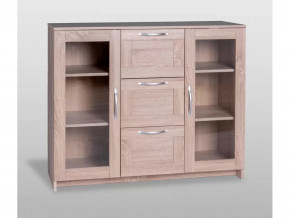 Тумба 2 двери со стеклом и 3 ящика Сириус 117х95 Дуб Сонома в Тюмени - mebel-tymen.ru | фото