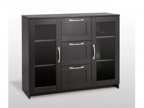 Тумба 2 двери со стеклом и 3 ящика Сириус 117х95 Дуб Венге в Тюмени - mebel-tymen.ru | фото