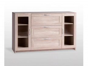 Тумба 2 двери со стеклом и 3 ящика Сириус 156х95 Дуб Сонома в Тюмени - mebel-tymen.ru | фото