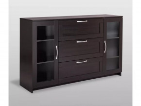 Тумба 2 двери со стеклом и 3 ящика Сириус 156х95 Дуб Венге в Тюмени - mebel-tymen.ru | фото