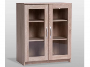 Тумба 2 двери со стеклом Сириус 78х95 Дуб Сонома в Тюмени - mebel-tymen.ru | фото