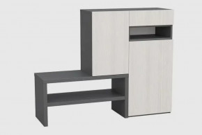 Тумба для обуви (арт. 2-2020) (ш1250*г354*в1000мм), ЛДСП Графит/Рамух белый в Тюмени - mebel-tymen.ru | фото