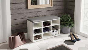 Тумба для обуви Тип 10 Дуб крафт белый, Велюр Графит в Тюмени - mebel-tymen.ru | фото