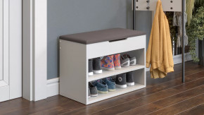 Тумба для обуви Тип 11 Белый Ясень, Велюр Серый в Тюмени - mebel-tymen.ru | фото