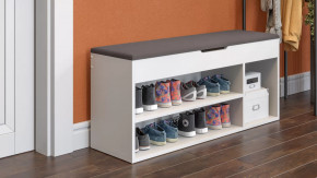 Тумба для обуви Тип 12 Белый Ясень, Велюр Серый в Тюмени - mebel-tymen.ru | фото