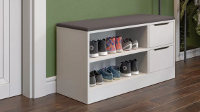 Тумба для обуви Тип 13 Белый Ясень, Велюр Серый в Тюмени - mebel-tymen.ru | фото