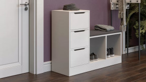 Тумба для обуви Тип 14 Белый Ясень, Велюр Серый в Тюмени - mebel-tymen.ru | фото