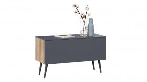 Тумба для теле- и радиоаппаратуры «Порто» с опорами Яблоня Беллуно, Графит софт, Серый в Тюмени - mebel-tymen.ru | фото