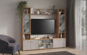 Тумба для ТВ 63.03 Аккорд (ЛДСП Дуб золотой / ЛДСП Кашемир) в Тюмени - mebel-tymen.ru | фото