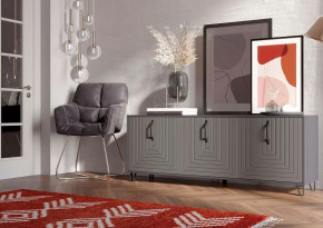 Тумба Квадро М-6, ЛДСП серый графит/МДФ софт графит в Тюмени - mebel-tymen.ru | фото