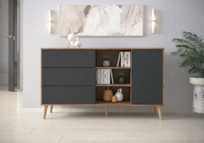 Тумба многофункциональная 6-56003 Дуб Крафт Табачный/Графит в Тюмени - mebel-tymen.ru | фото