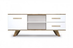 Тумба под ТВ "Вега Скандинавия" Белый дуб Каньон/Белый глянец в Тюмени - mebel-tymen.ru | фото